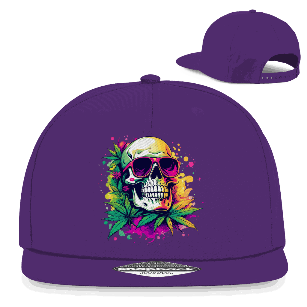 Division420 Snapback Cap Cool Skull aus Baumwoll-Twill mit flachem Schirm und Retro-Snapbackverschluss