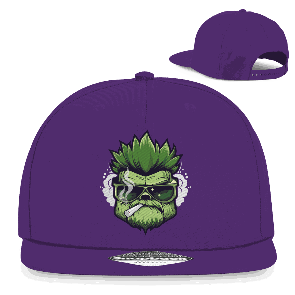 Schwarze Snapback Rapper Cap Monster OG mit flachem Schirm und Retro-Snapbackverschluss