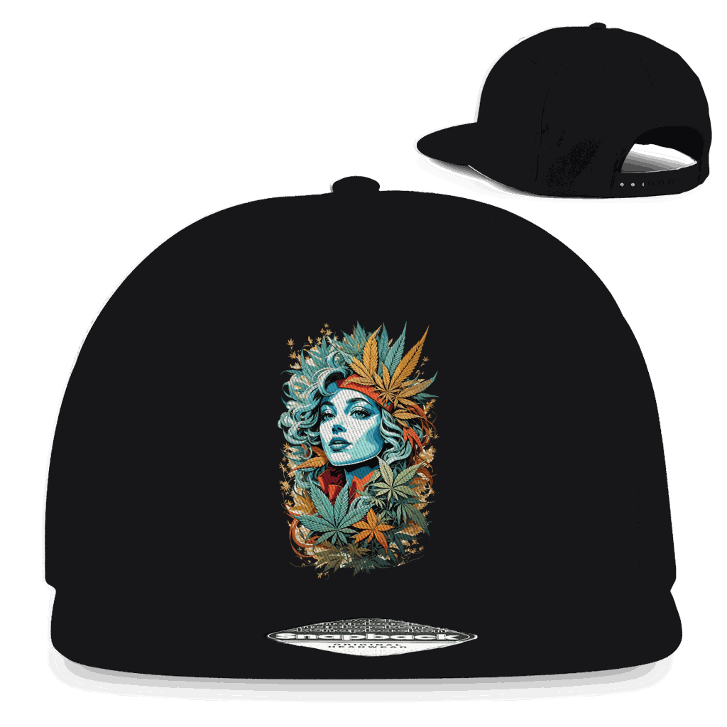 Snapback Rapper Cap Sweet Weed Girl aus Baumwoll-Twill mit flachem Schirm und Retro-Snapbackverschluss