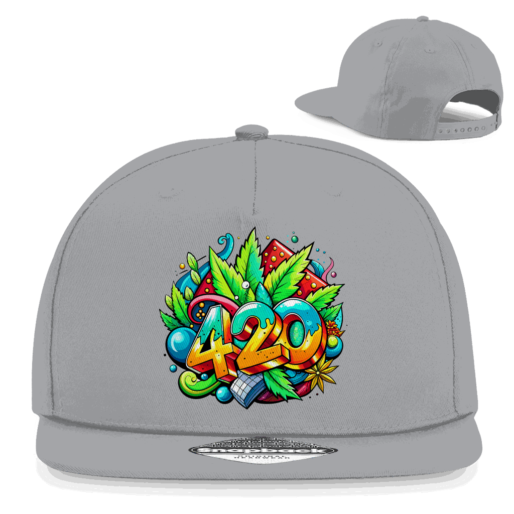 Division420 Snapback Rapper Cap 420 in black cotton twill with flat brim and adjustable snapback closure