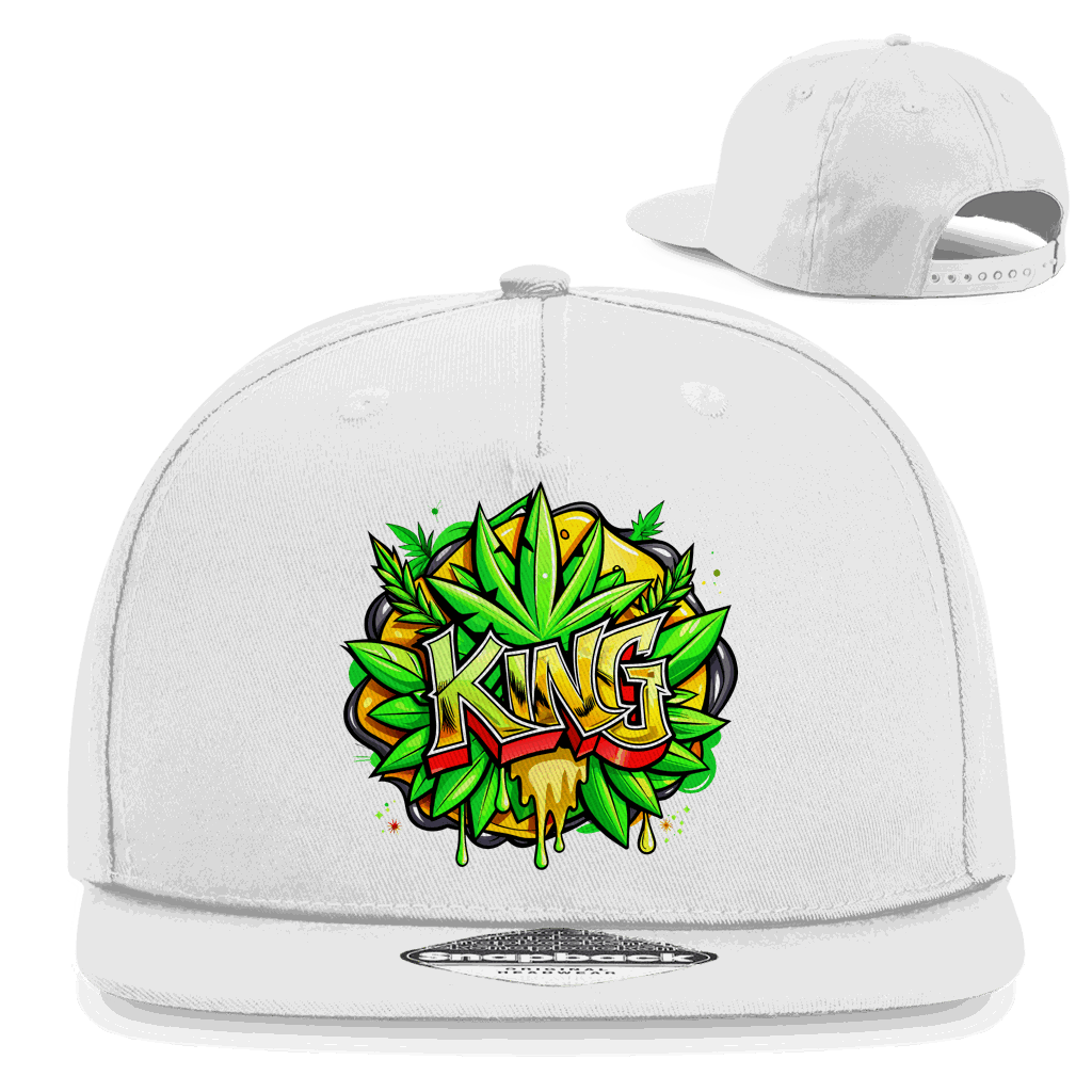 Division420 Snapback Cap King in black cotton twill with flat visor and snapback closure
