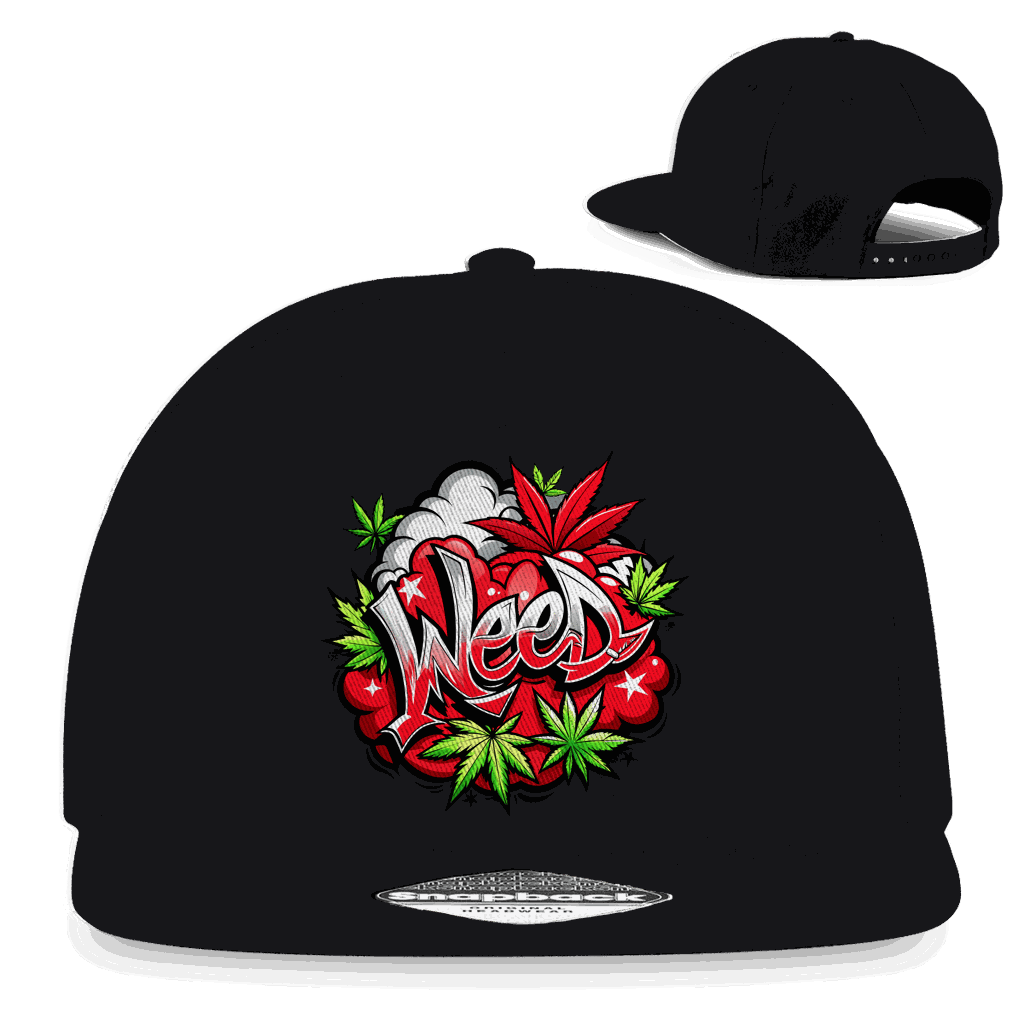 Division420 Snapback Rapper Cap Pure Weed in black cotton twill with flat brim and snapback closure