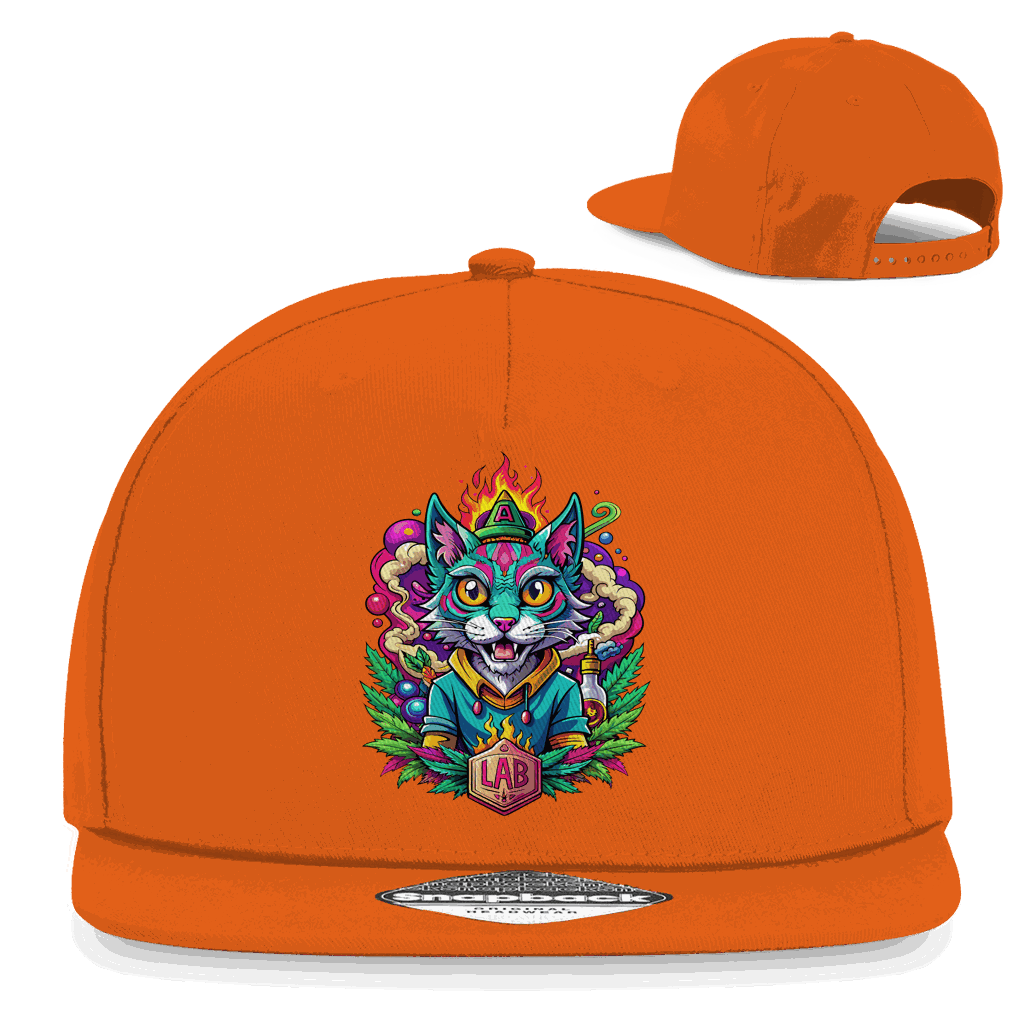 Division420 Snapback Cap Lab Cat mit 5-Panel Design und flachem Schirm in Baumwoll-Twill