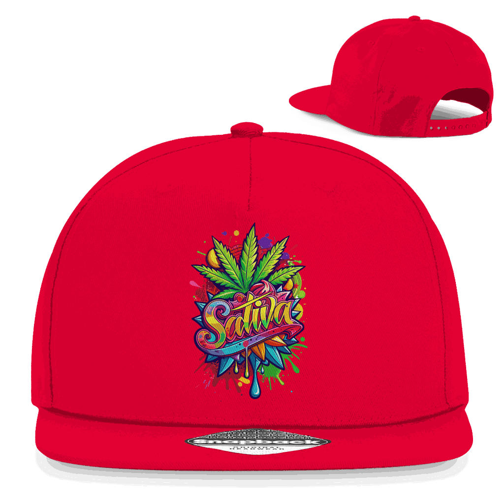 Division420 Snapback Rapper Cap Sativa in black cotton twill with flat brim and snapback closure