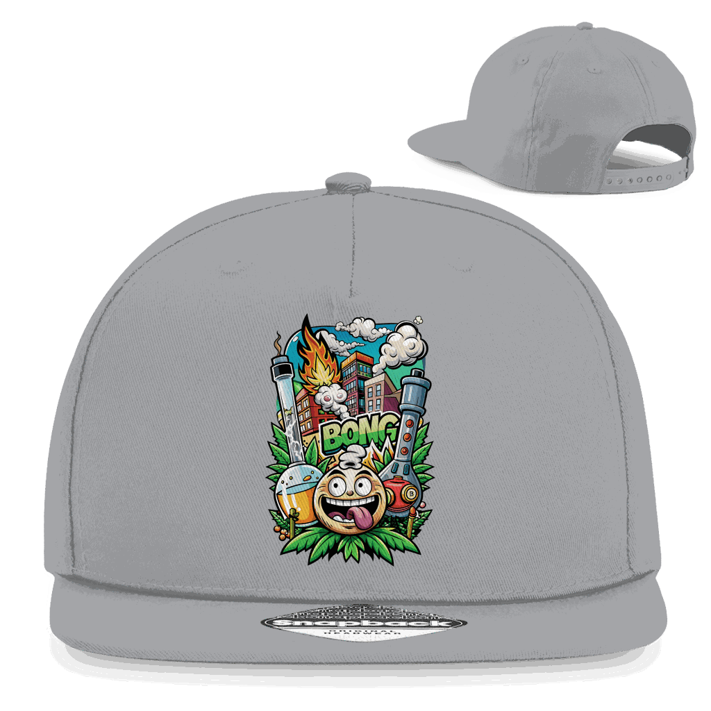 Division420 Snapback Rapper Cap Bong black cotton twill 5-panel streetwear hat with flat brim and snapback closure