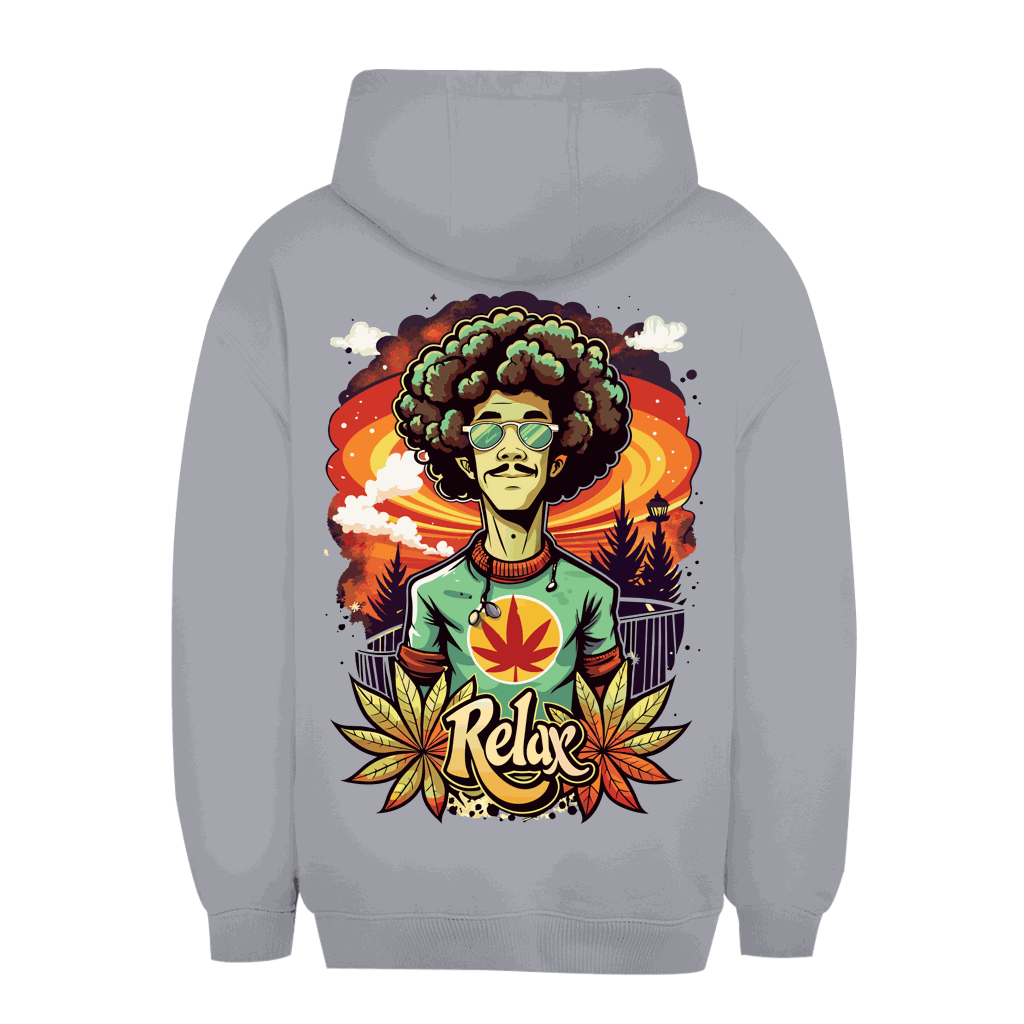 Unisex oversize hoodie size chart for Relax Dude Division420 breathable cotton blend