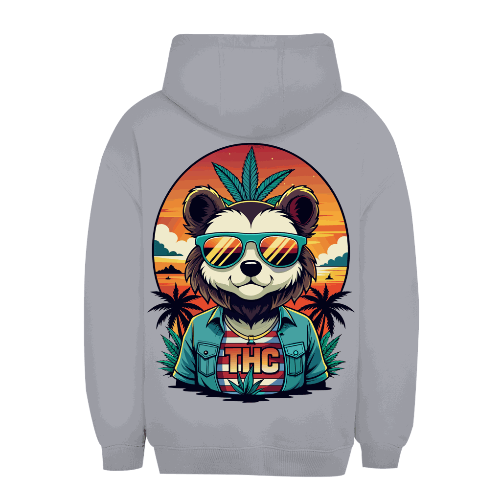 Unisex oversize hoodie THC Bear by Division420 with adjustable hood and kangaroo pocket