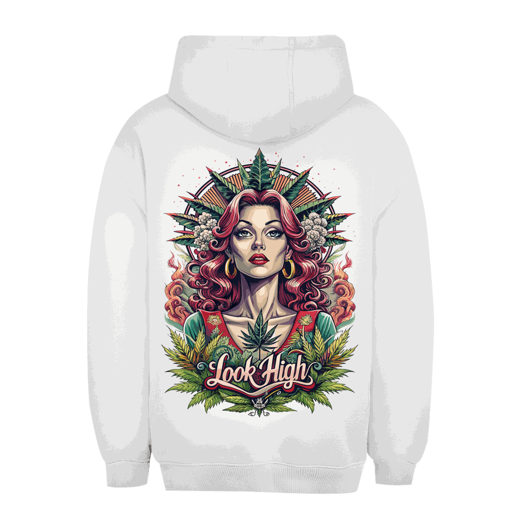 Size chart for Unisex Oversize Hoodie by Division420 showing measurements and fit details