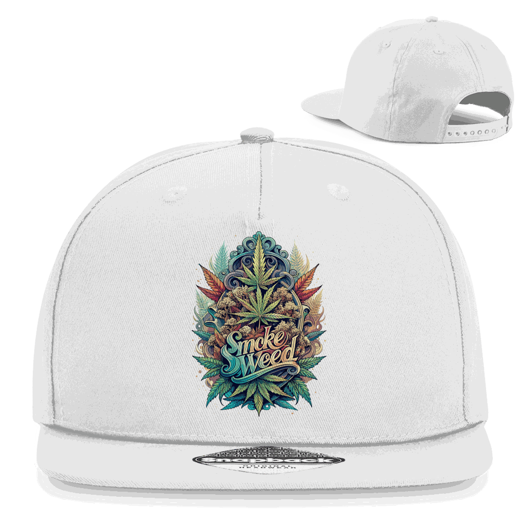 Division420 Snapback Cap Smoke Weed aus Baumwoll-Twill mit flachem Schirm und Retro-Verschluss
