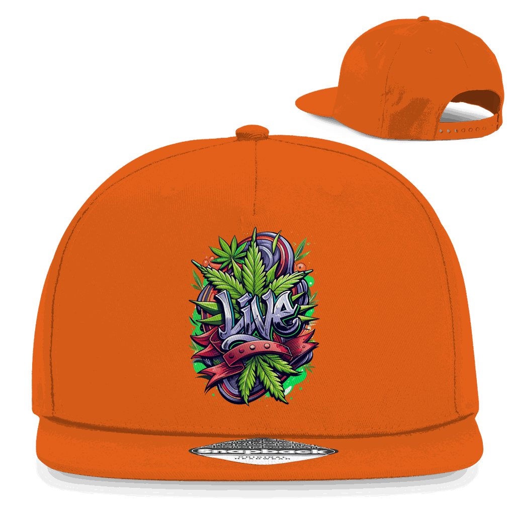 Division420 Snapback Cap in flachem 5-Panel Design aus Baumwoll-Twill mit Retro-Snapback-Verschluss und authentischem Aufkleber.