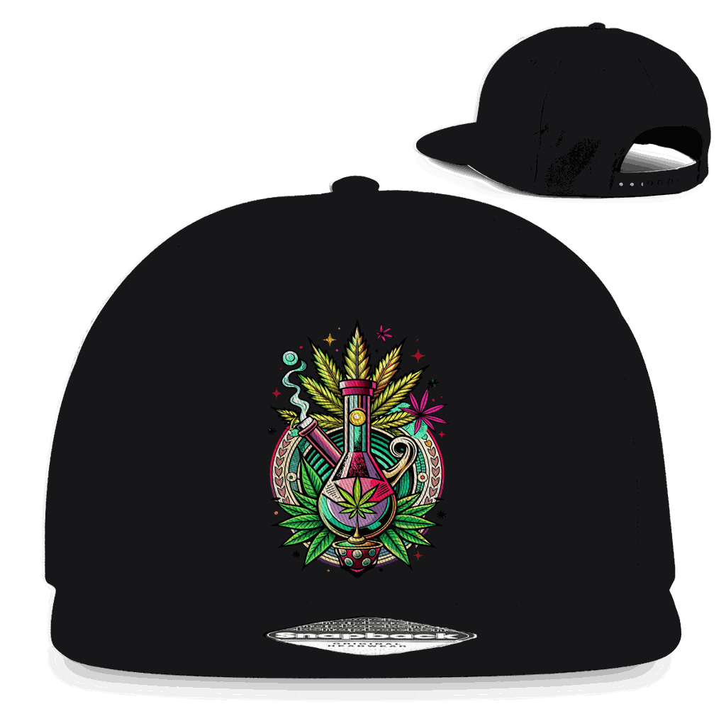 Division420 Snapback Cap mit Smoking Bong Design, 100% Baumwoll-Twill, flacher Schirm, urbaner Streetwear-Stil