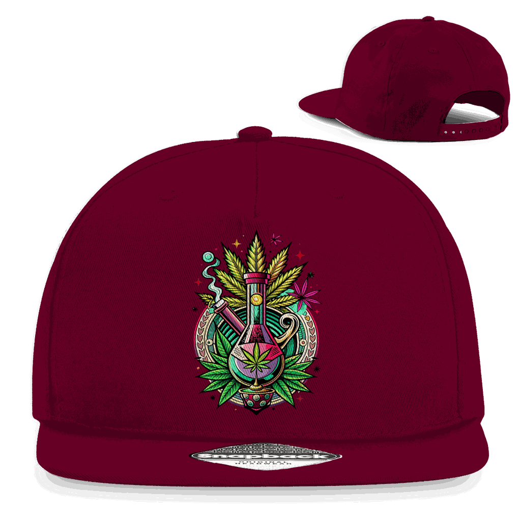 Division420 Snapback Cap mit Smoking Bong Motiv, Baumwoll-Twill, 5-Panel Design, flacher Schirm und Snapback-Verschluss