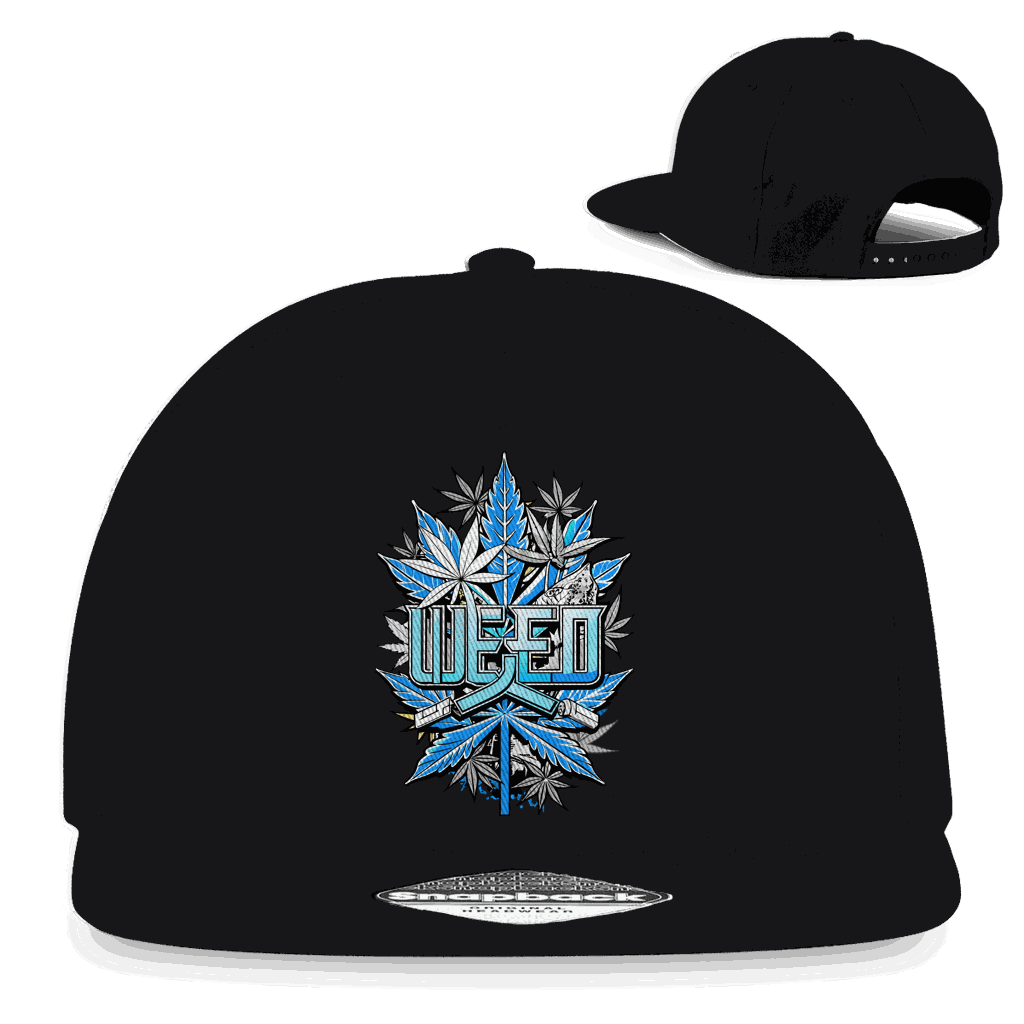 Division420 Snapback Rapper Cap Weed Style aus Baumwoll-Twill mit flachem Schirm und retro Snapback-Verschluss