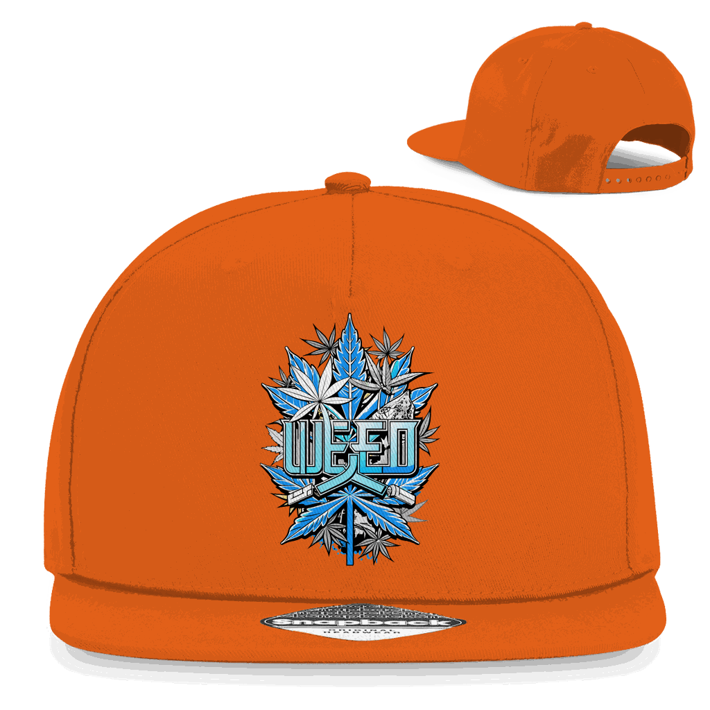 Division420 Snapback Cap im Weed Style, 100% Baumwoll-Twill, flacher Schirm, Retro Snapbackverschluss, urbanes 5-Panel Design