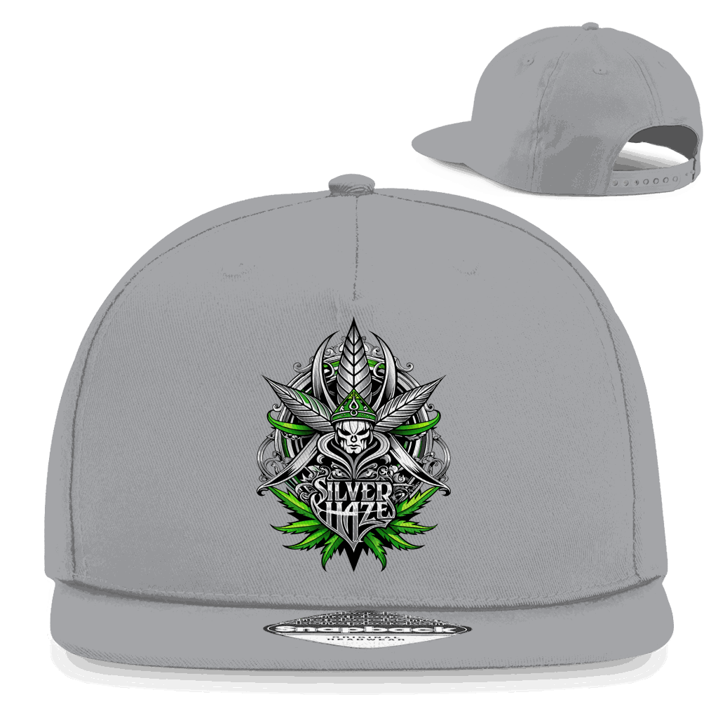 Division420 Snapback Cap Silver Haze Silberne Rapper Cap aus Baumwoll-Twill mit flachem Schirm und Retro Snapback Verschluss