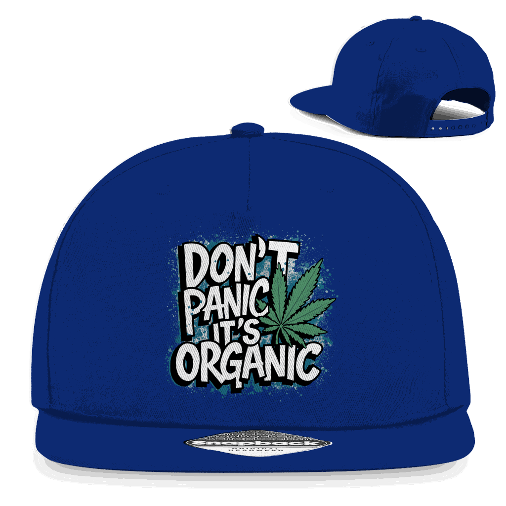 Division420 Snapback Cap mit Stickerei "Dont Panik its Organic" aus Baumwoll-Twill, flachem Schirm und Snapback-Verschluss im urbanen Streetwear-Design