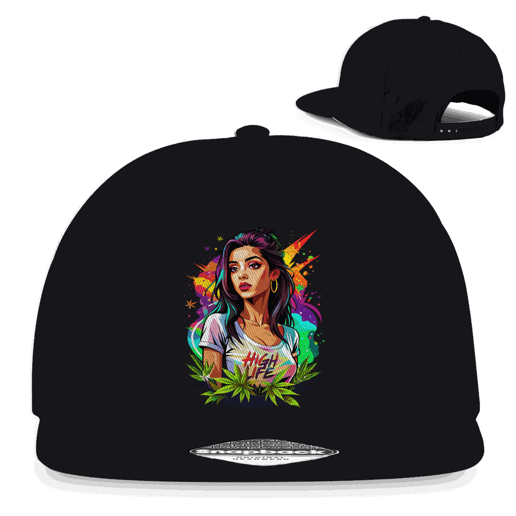 Division420 Snapback Cap High Live Girl aus Baumwoll-Twill mit flachem Schirm und Retro-Snapbackverschluss