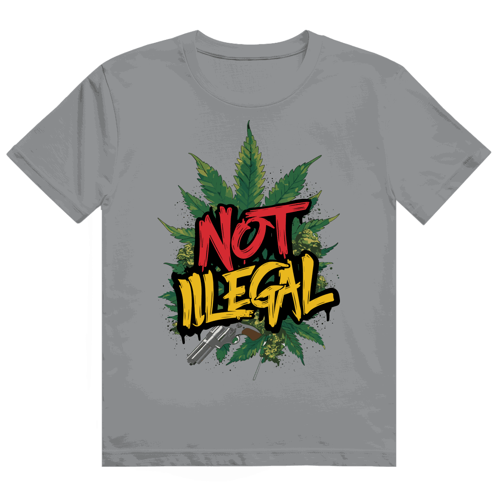 Division420 Heavy Cotton T-Shirt Not Illegal unisex streetwear white with size chart
