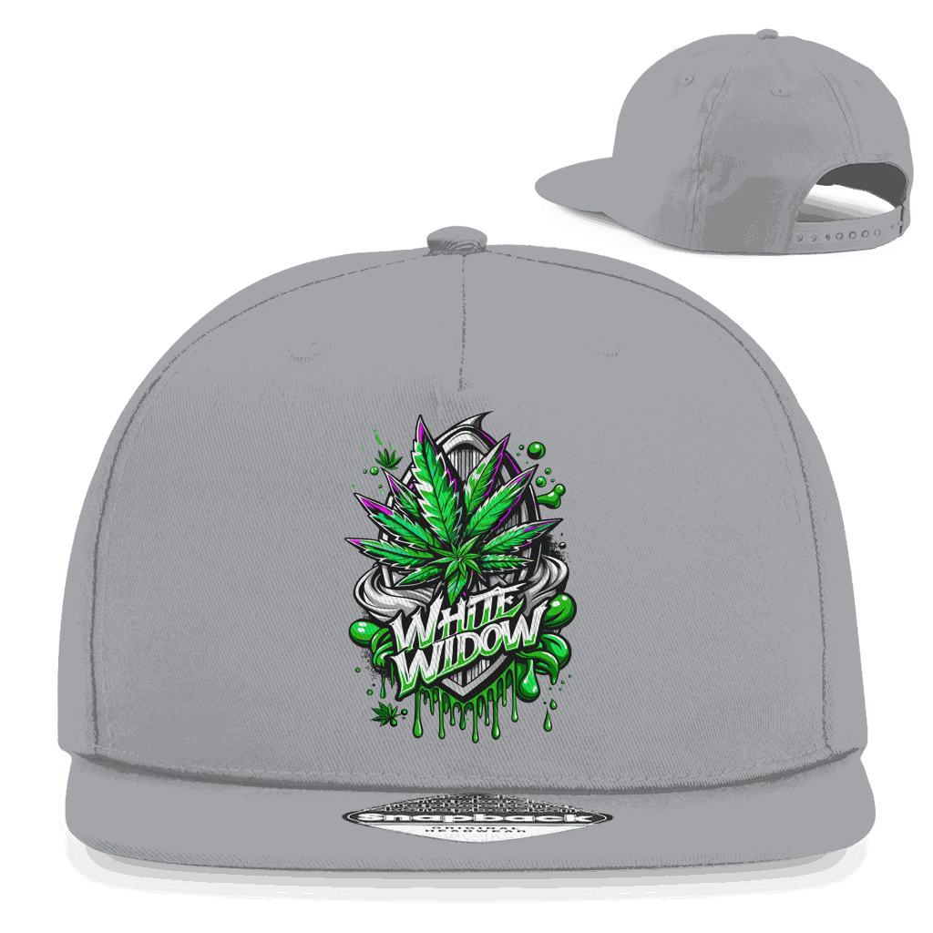 Weiße Snapback Cap White Widow von Division420 mit flachem Schirm und Retro-Verschluss
