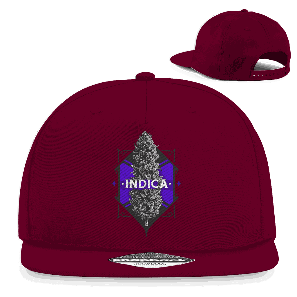 Division420 Snapback Cap with Indica Art Print, 100% cotton twill, flat brim, retro snapback closure, and 5-panel design