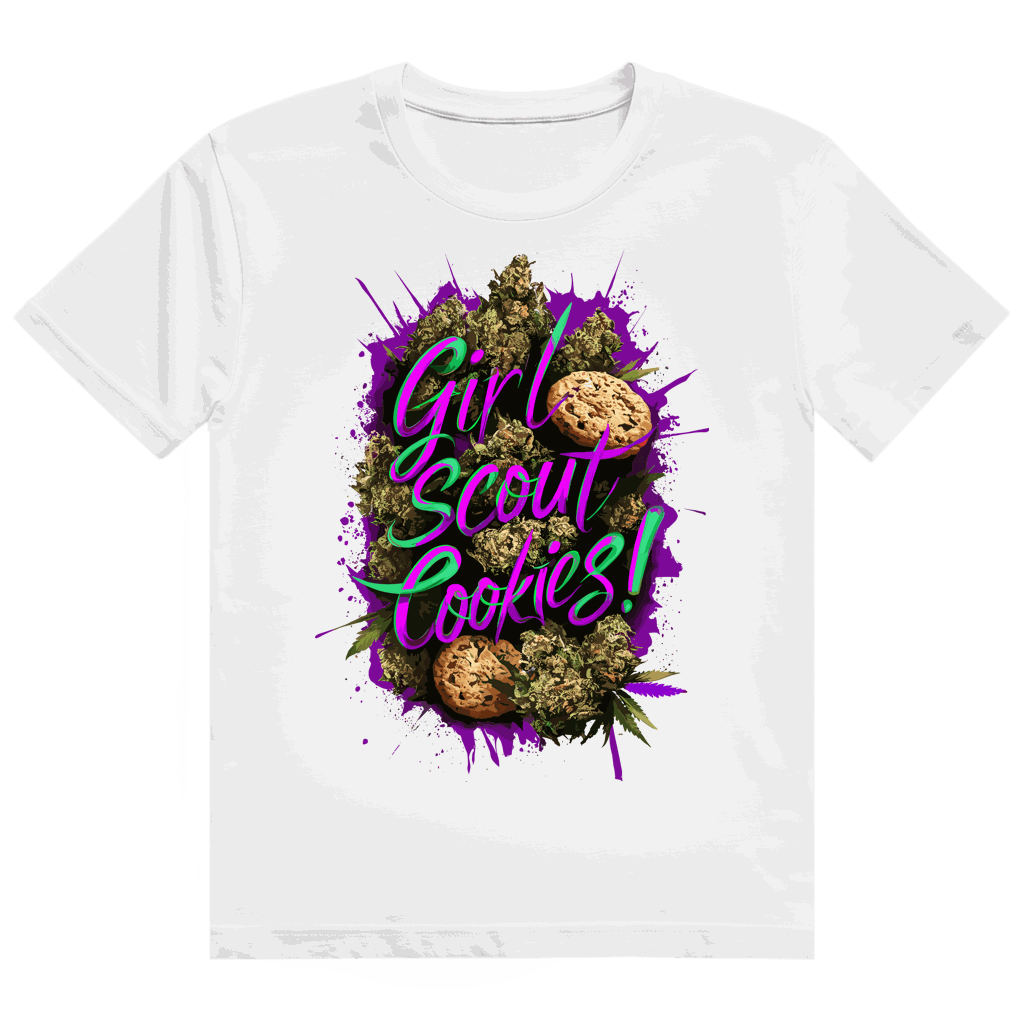 Size chart for Division420 Heavy Cotton T-Shirt Girls Scout Cookies in various sizes