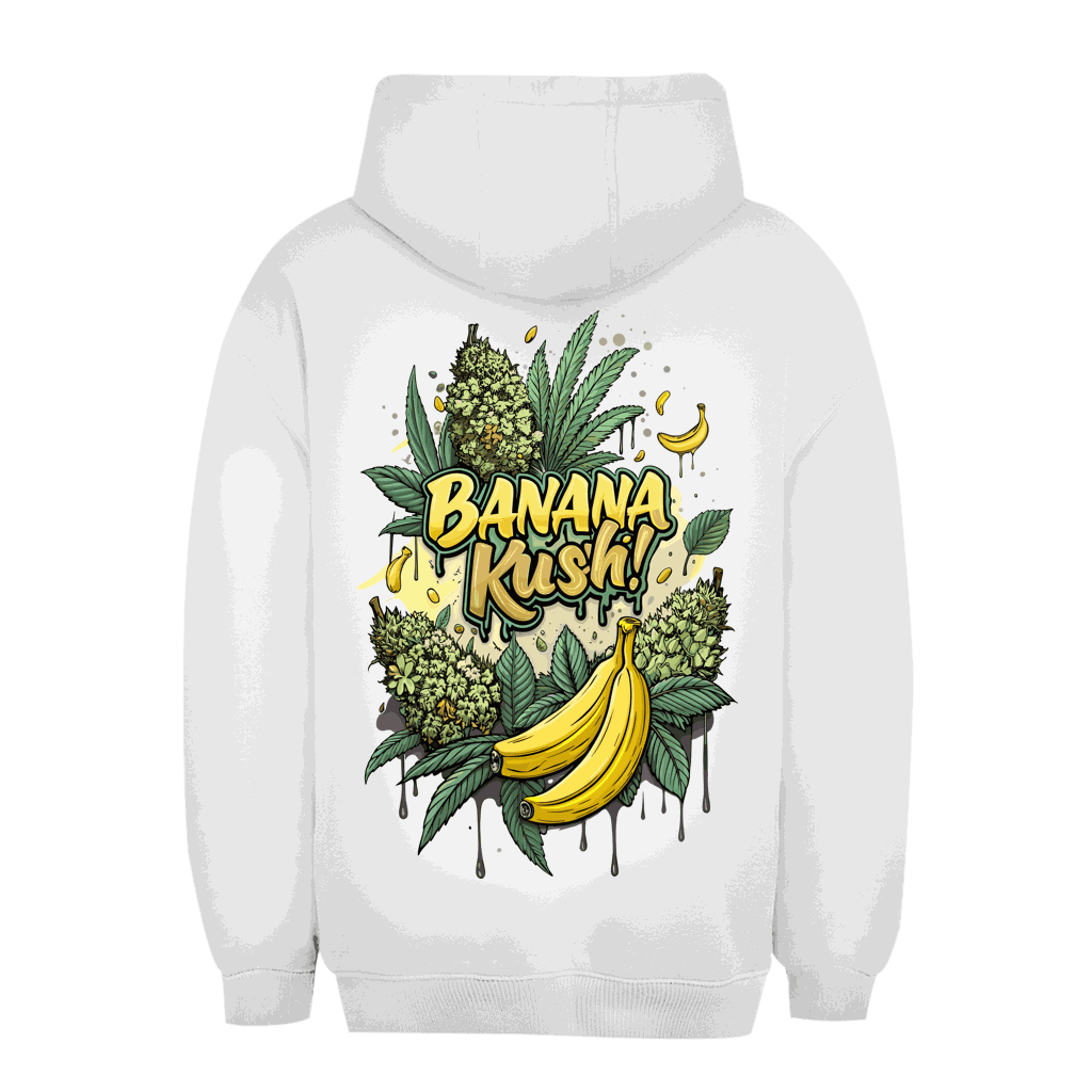 Unisex Oversize Hoodie Banana Kush by Division420 with relaxed fit and adjustable hood