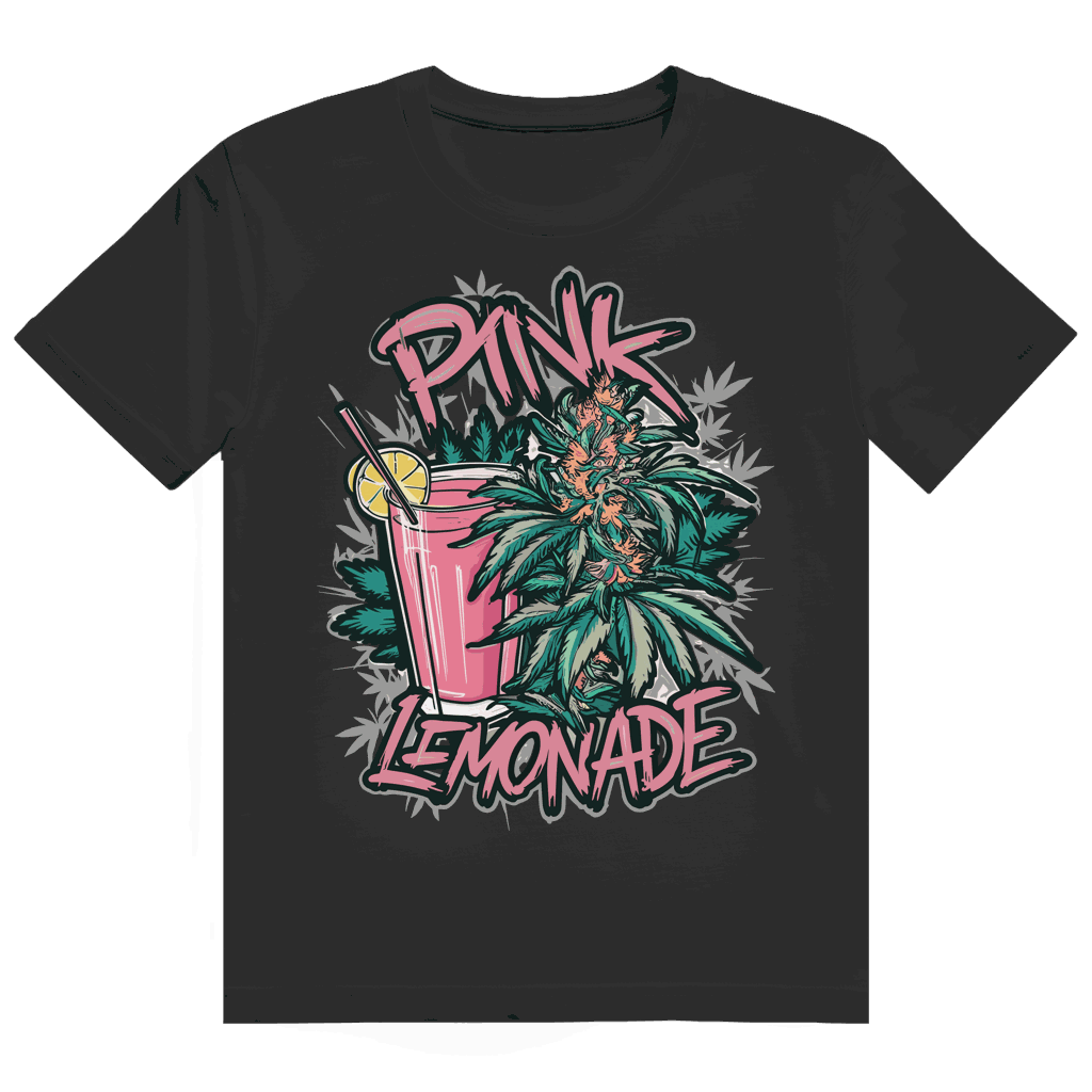 Division420 Heavy Cotton T-Shirt Pink Lemonade front view with size chart and streetwear style