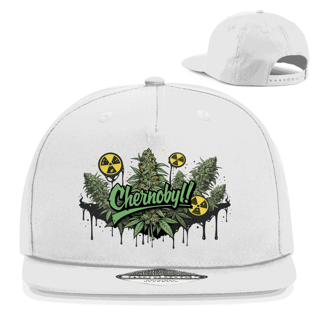 Division420 Snapback Rapper Cap Chernobyl aus Baumwoll-Twill mit flachem Schirm und Retro-Snapbackverschluss