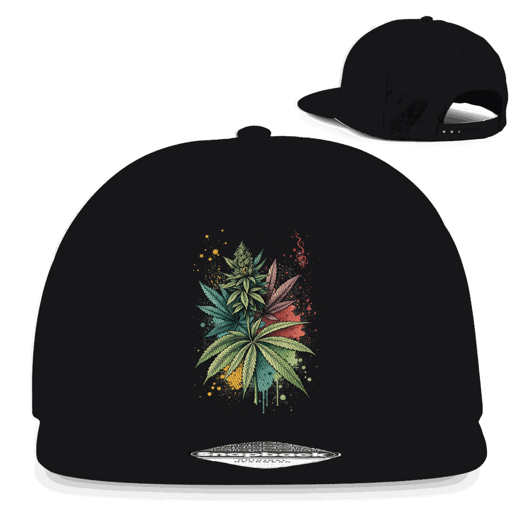 Division420 Snapback Cap Strain Art Print aus Baumwoll-Twill mit Retro-Snapback und flachem Schirm