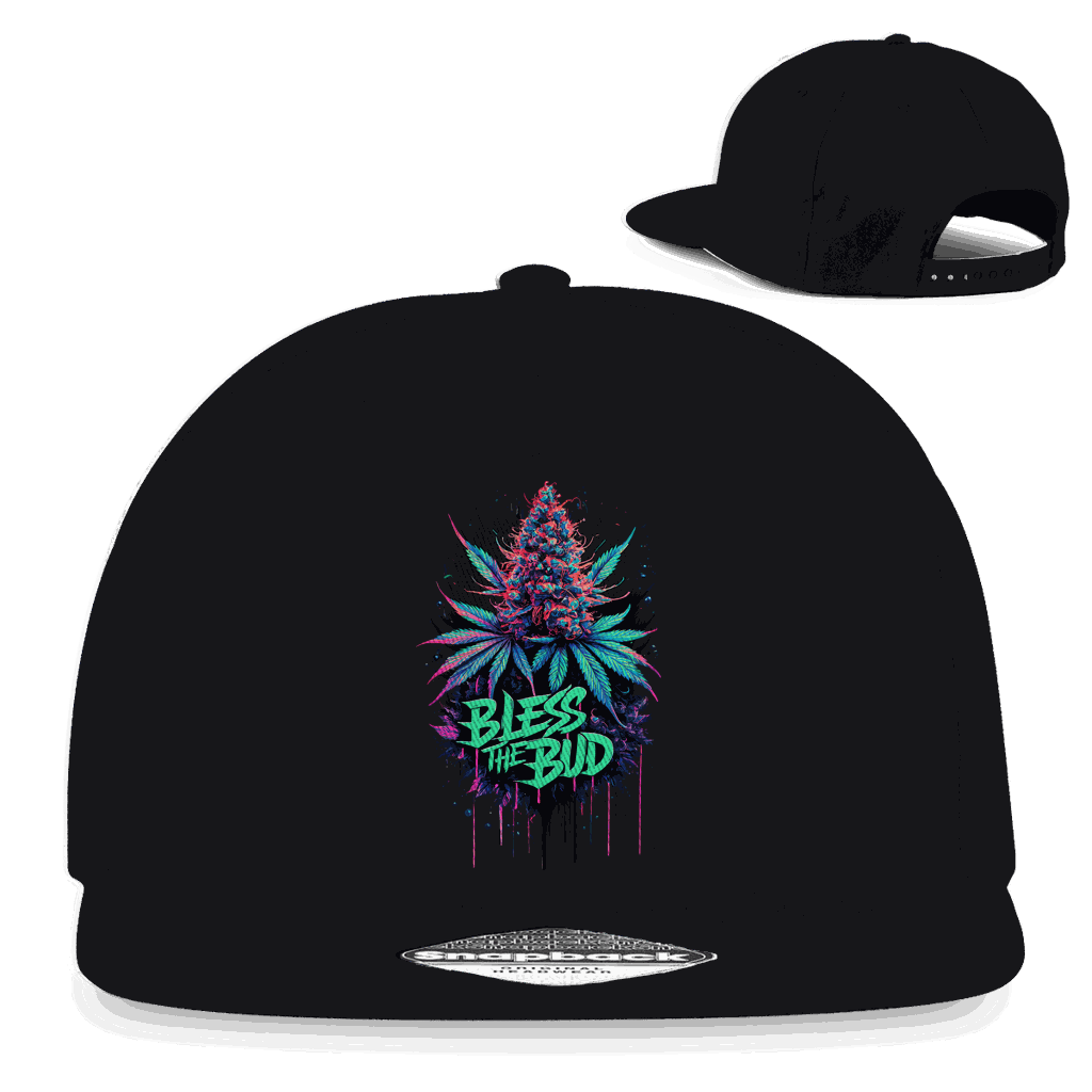 Division420 Snapback Cap Bless the Bud aus Baumwoll-Twill mit flachem Schirm und Retro-Snapbackverschluss
