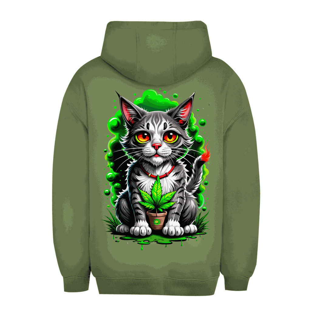 Unisex Oversize Hoodie Weed Cat von Division420 mit nachhaltigem Baumwollmix und lockerem Schnitt