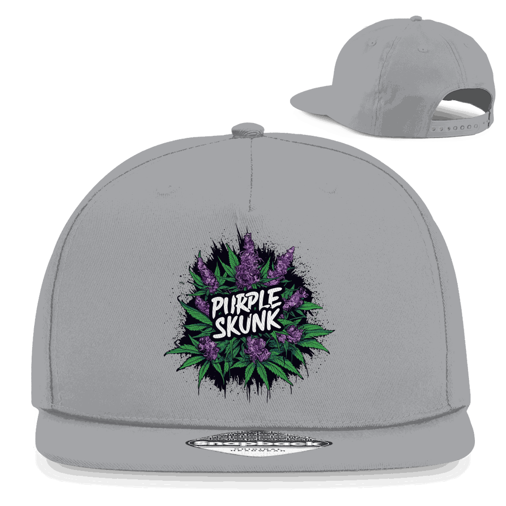 Purple Skunk snapback cap by Division420 with flat brim and breathable cotton twill design