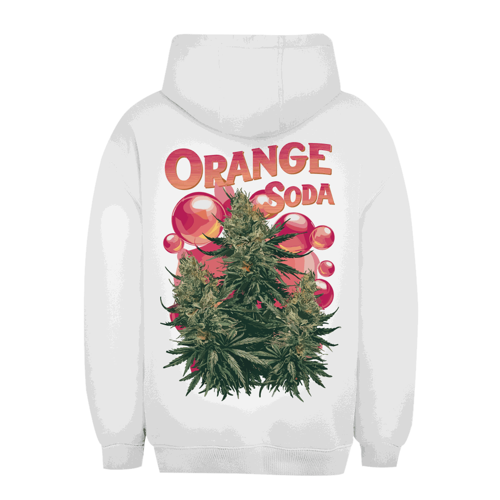 Unisex Oversize Hoodie in Orange Soda von Division420 mit Kapuze und Kängurutasche