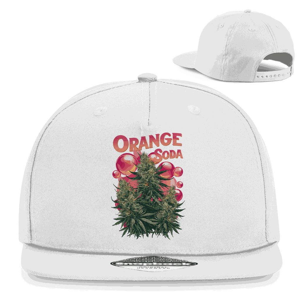 Orange Snapback Rapper Cap aus Baumwoll-Twill mit flachem Schirm und Retro-Snapbackverschluss von Division420