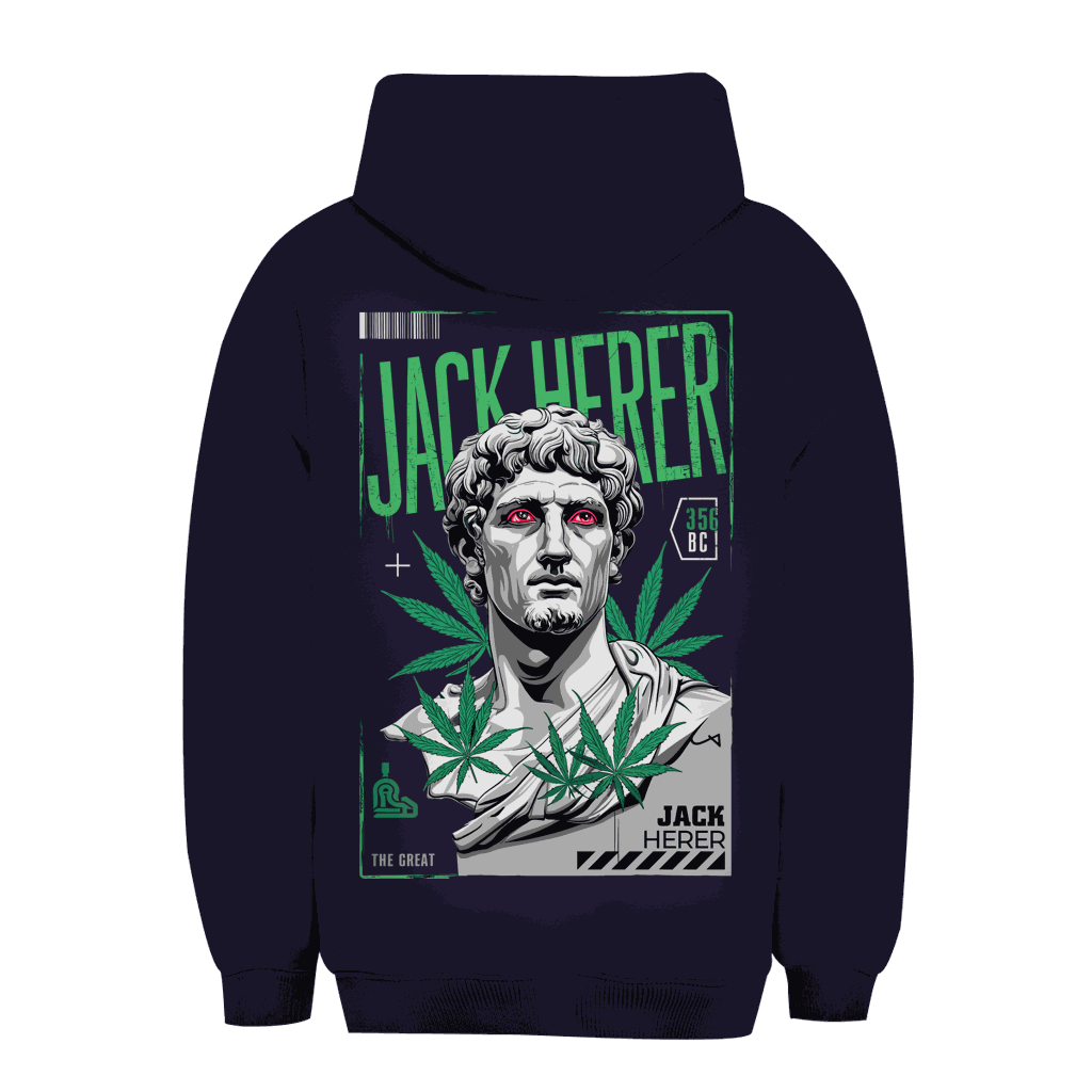 Unisex Oversize Hoodie Jack Herer von Division420 mit Kapuze und Kängurutasche in urbanem Stil
