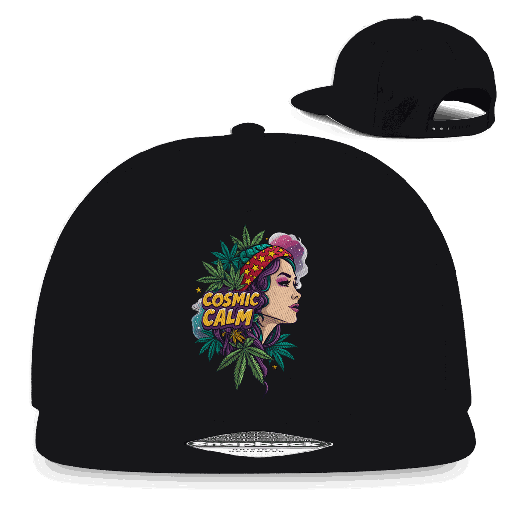 Division420 Snapback Rapper Cap Cosmic Calm aus Baumwoll-Twill mit flachem Schirm und Retro-Verschluss