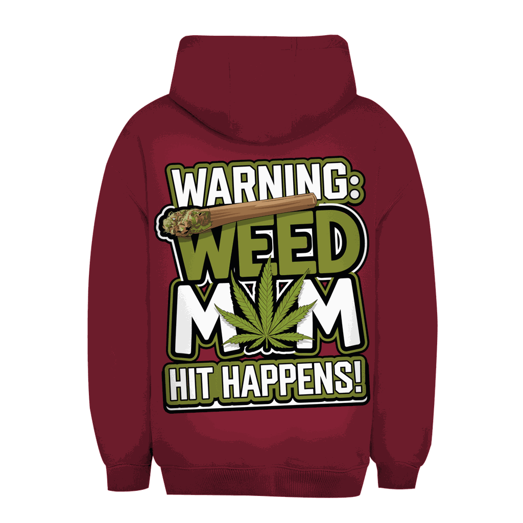 Unisex Oversize Hoodie von Division420 mit Warning Weed Mom Design, urbaner Style und nachhaltige Materialien