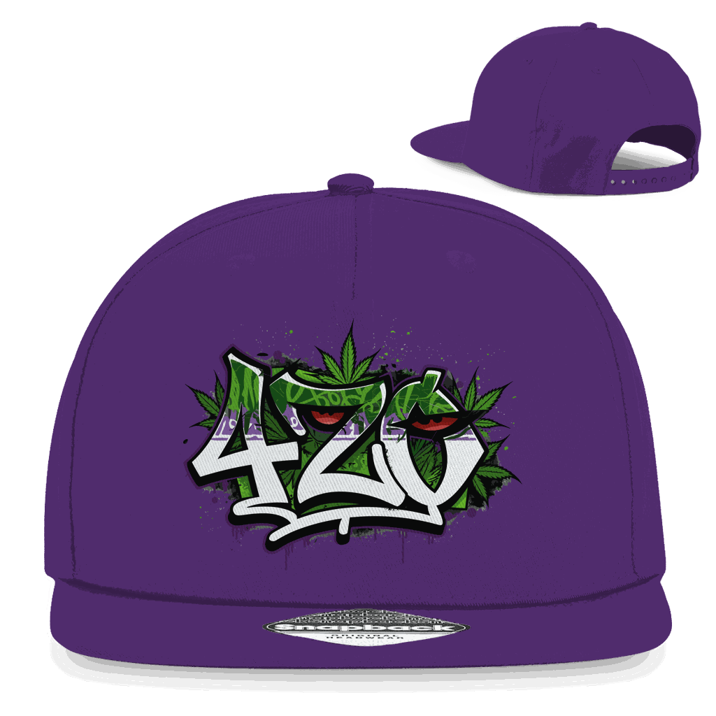 Division420 Snapback Rapper Cap 420 Graffiti in Baumwoll-Twill mit flachem Schirm und Retro-Snapbackverschluss
