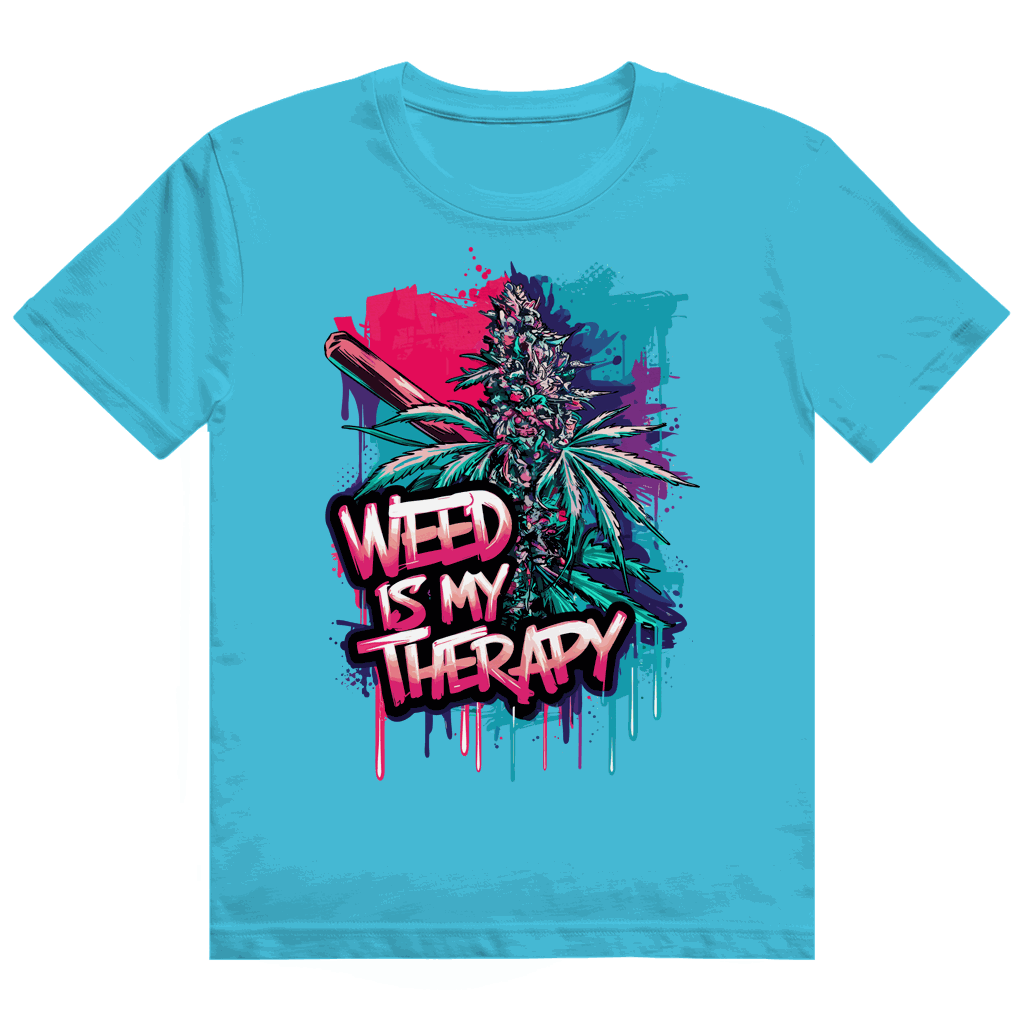Division420 Heavy Cotton T-Shirt Weed is my Therapy aus 100% Baumwolle mit modernem Tubular Fit und nachhaltiger Produktion