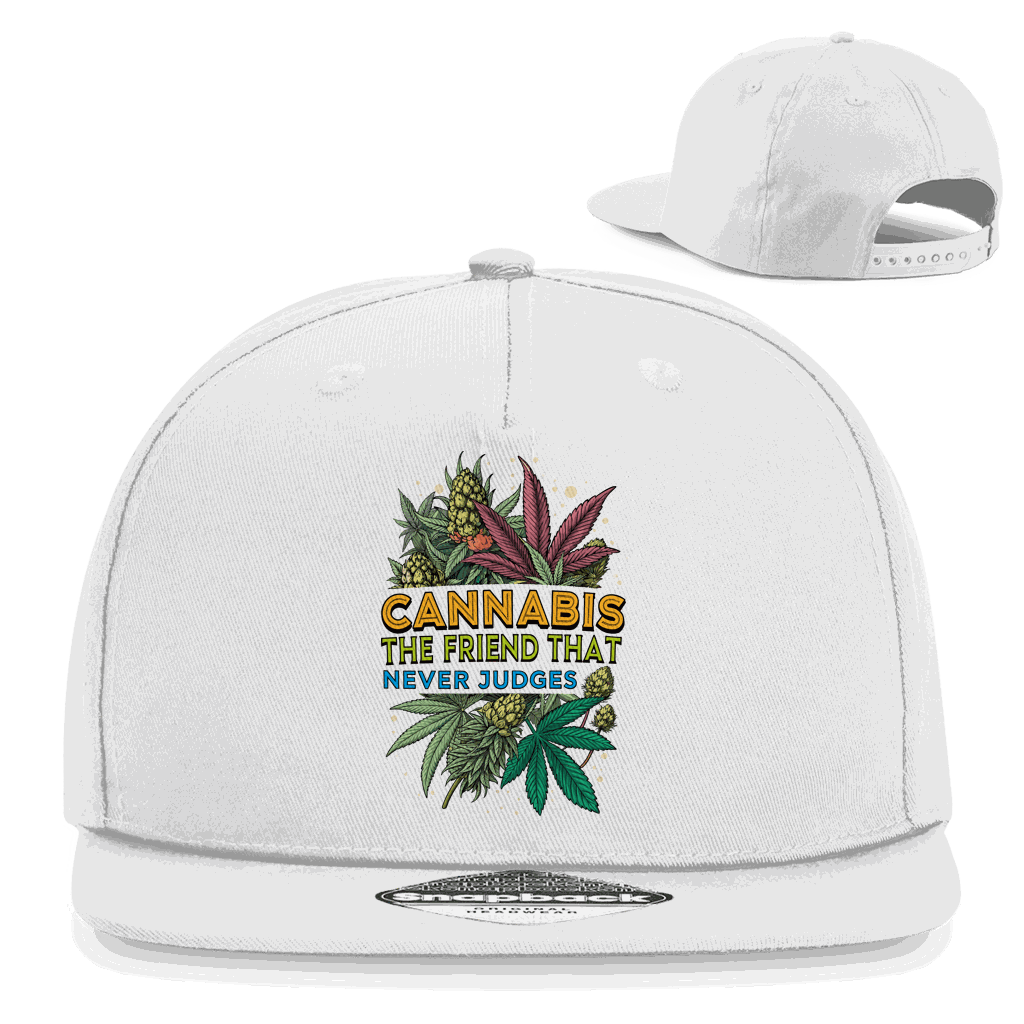Snapback Rapper Cap aus Baumwoll-Twill mit Cannabis-Design und Snapback-Verschluss