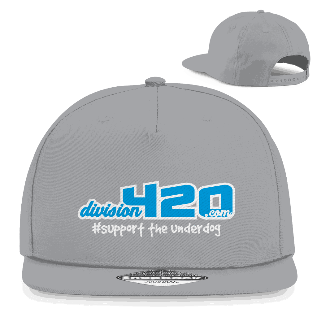 Division420 Snapback Cap Support the Underdog aus Baumwoll-Twill mit flachem Schirm und Retro Snapback-Verschluss