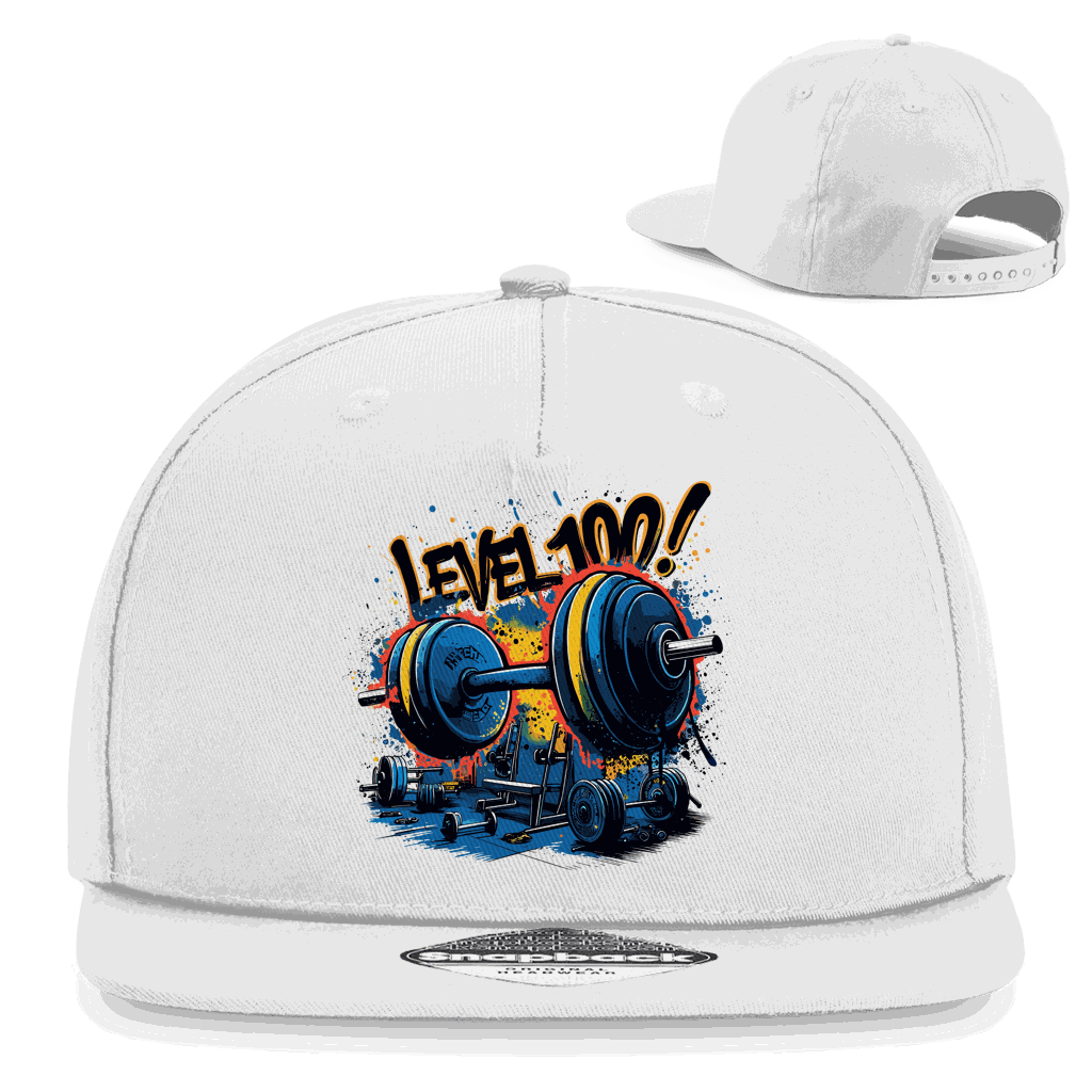 Division420 Snapback Cap GYM Level 100 aus Baumwoll-Twill mit flachem Schirm und Retro-Snapbackverschluss