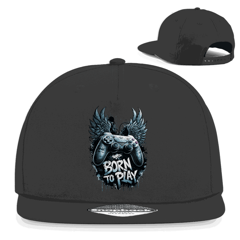 Division420 Snapback Cap Born to play in schwarzem 5-Panel Design mit flachem Schirm und Retro-Snapbackverschluss