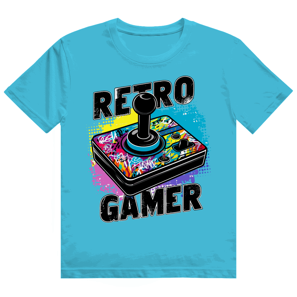 Division420 Heavy Cotton T-Shirt Retro Gamer aus 100% Baumwolle mit stabilem Rippkragen und nachhaltiger Produktion
