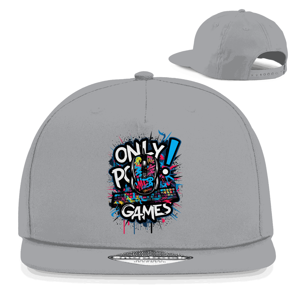 Division420 Snapback Rapper Cap Only PC Games aus Baumwoll-Twill mit flachem Schirm und Snapback-Verschluss