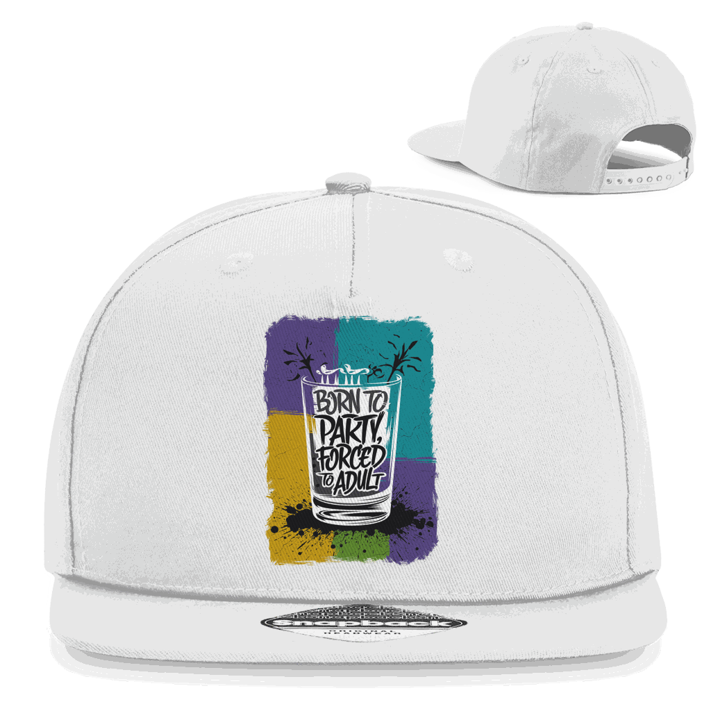 Division420 Snapback Rapper Cap Born to Party mit flachem Schirm und Retro-Snapbackverschluss
