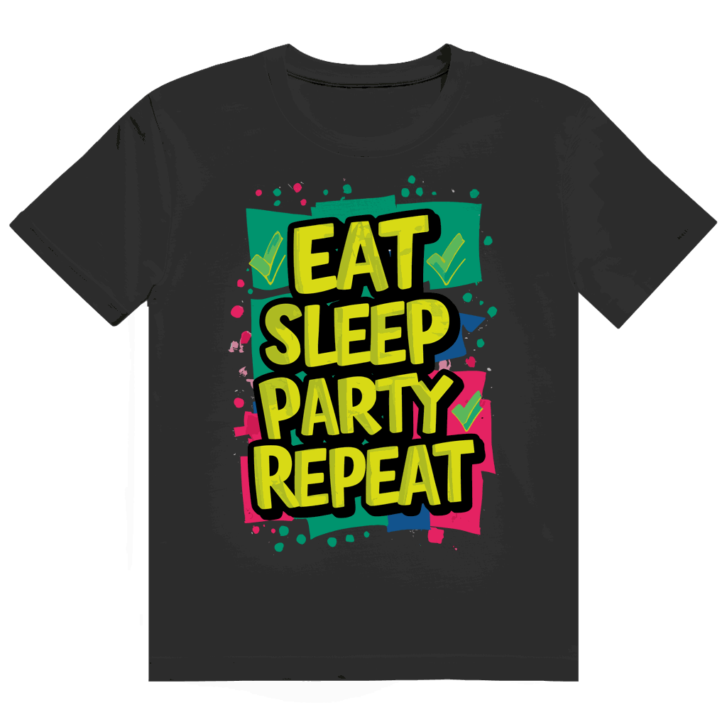 Division420 Heavy Cotton T-Shirt Eat Sleep Party Repeat Streetstyle unisex Baumwolle nachhaltig