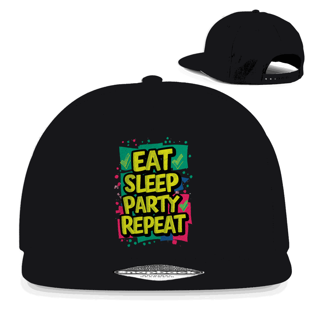 Division420 Snapback Cap Eat Sleep Party Repead urbaner Stil Baumwoll-Twill Streetwear