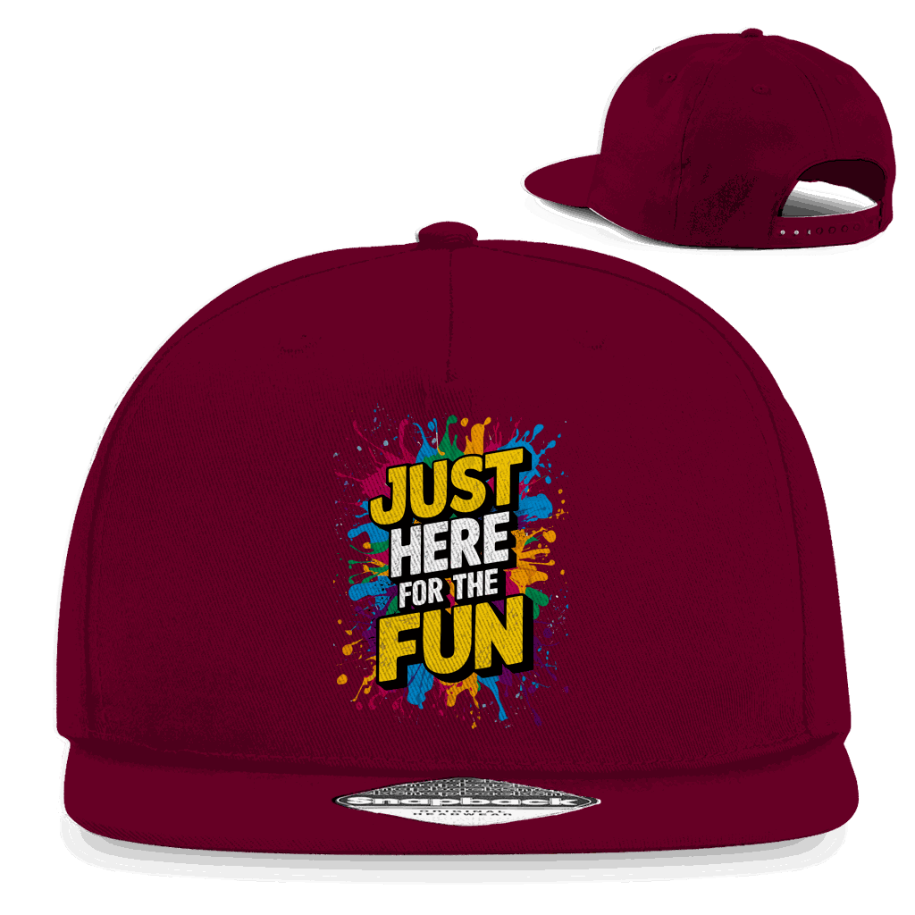 Division420 Snapback Cap Just here for the fun in urbanem 5-Panel Design mit flachem Schirm und Snapback-Verschluss