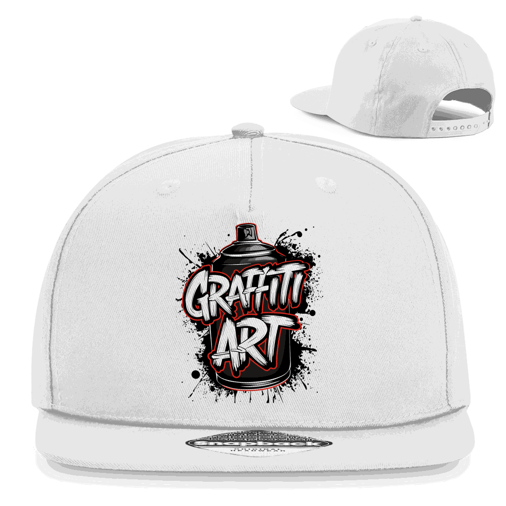 Schwarze Snapback Rapper Cap mit Graffiti Art und flachem Schirm aus Baumwoll-Twill von Division420
